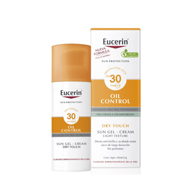 Sun Gel Crema Oil Control Dry Touch FPS 50, Protector solar para piel  grasa y con tendencia acneica